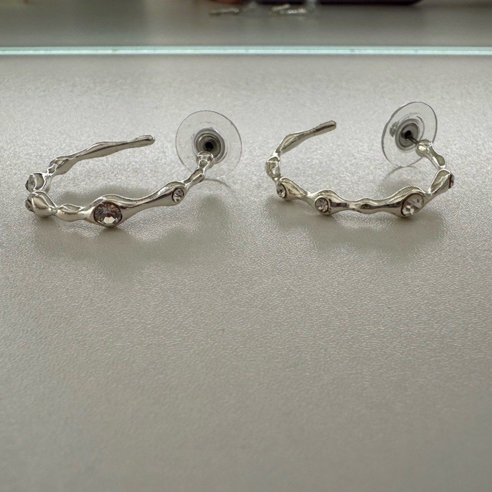 Delicate Silver Earrings with Clear Stones